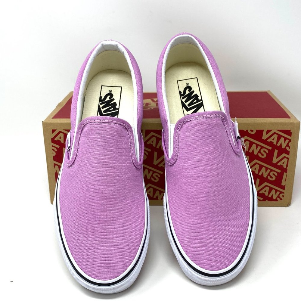 🌹Sale🌹 Vans Classic Shoes Women's Size Slip-On Orchid Pink Canvas VN0A33TB3SQ - Picture 3 of 11